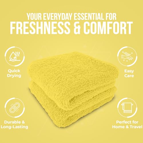 Image of DAN RIVER 24 Pack Wash Cloths for Showering [12x12] - 100% Cotton Washcloths Premium Quality Flannel Face Cloths for Bathroom, Highly Absorbent and Soft Feel Wash Clothes, Yellow