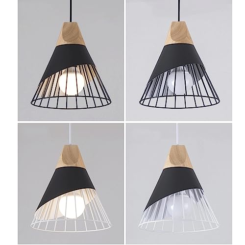 Lampe cage de fer e27 conique suspension luminaire noir - 5