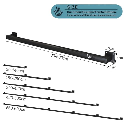 Garde-corps mural 3m en acier premium noir mat - 3