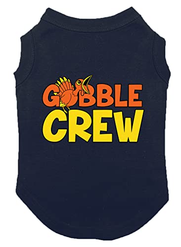 Gobble Crew - Turkey Thanksgiving Dog Shirt (Navy, X-Small)