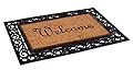 BIRDROCK HOME - Classic Welcome Brush Coir Doormat - Vinyl Backed, Waterproof, Dirt Trapper, Heavy Duty - Indoor/Outdoor Entry, Porch, Garage, Scroll Border, Mud Catching, House Mats - Elegant Design