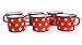 Surtido de 6 Tazas de Metal esmaltado - Rojas con Puntos - 500 ml