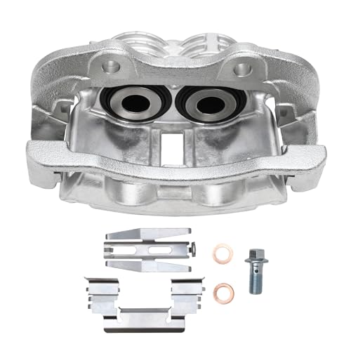 Image of Detroit Axle - Rear Right Brake Caliper for 2001-2006 Chevy Silverado 1500 | GMC Sierra 1500 Suburban Yukon XL Tahoe Cadillac Escalade ESV EXT Passenger Side Disc Brake Caliper w /Bracket Replacement