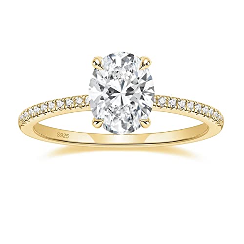 Zakk Damen Ringe Silber 925 Verlobungsringe Solitärring 3CT Oval Zirkonia Versprechen Ring Eheringe Trauringe Rosegold Gold (Gelbgold,52 (16.6)) Zakk Damen Ringe Silber 925 Verlobungsringe Solitärring 3CT Oval Zirkonia Versprechen Ring Eheringe Trauringe Rosegold Gold (Gelbgold,52 (16.6))