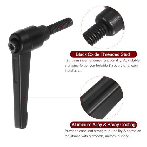 Image of HARFINGTON 6pcs Adjustable Clamping Lever Handles M6 x 16mm Male Thread Bolt Knobs Rotating Screw Locking Quick Release Ratchet Push Button Handle, Black