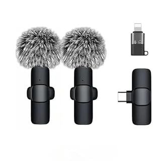 K9 Dual Wireless Lavalier Microphone for Android/iPhone – 3-in-1 Collar Mic with USB-C & Lightning Plug | Furry Windscreens | Noise Cancellation | Vlogging, YouTube, Interviews, Reels (Blackcolour) - Amazon product rated Grade A