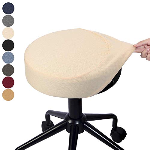 BUYUE Bar Stool Covers Round Washable Jacquard Chair Seat Slipcover for Dia.12-14", 1