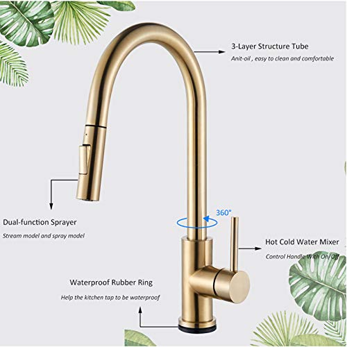 Robinet cuisine tactile fini les mains sales avec douchette - 3