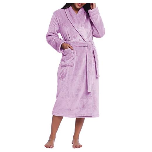 Joyaria Damer vinter fleece badrock/morgonrock/basturock / basturock med huva, mjuk fluffig lång