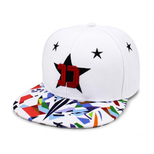 Image of VRITRAZ Comfortable Polyester 3D Printed Hip Hop Cap for Men & Women | Adjustable Snapback Closure Flat Brim Baseball Hat | Lightweight Urban Streetwear Headwear for Dance, Skateboarding, Gym, Sports
