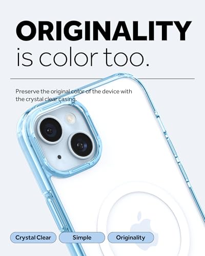 Image of Spigen Caseology Quartz Crystal Mag Back Cover Case for iPhone 15, MagSafe Compatible, Clear Transparent - PC+TPU | Crystal Blue