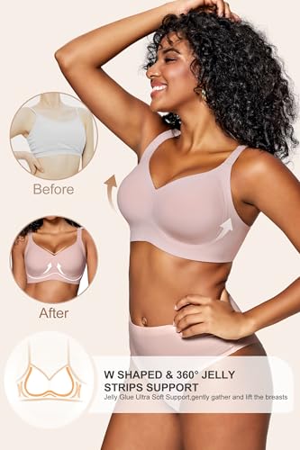 Image of HORISUN Wireless Bras for Women Soft Comfortable No Underwire T Shirt Bra Seamless Full Coverage Bras with Support
