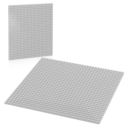 Pokiiulk Classic Gray Baseplates, 32x32 Studs Square Base Plates for Play or Display Bricks Creations, Compatible with Classic Legos, 10" x 10", Pack of 2, Perfect for City Streets, Castle, Mountains