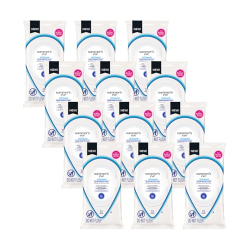 Summer’s Eve Ultimate Odor Protection Feminine Cleansing Wipes, Daily Intimate Cloths, with Boric Acid Complex, pH Balanced, Removes Odor, 32 Count (Pack of 12)