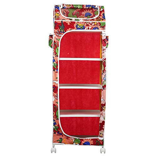 Image of Little One's | 5 Plastic Shelves Baby Foldable Wardrobe (Made in India), Unbreakable Material, (Plastic Structure)| Jungle Red | HP5 /AR