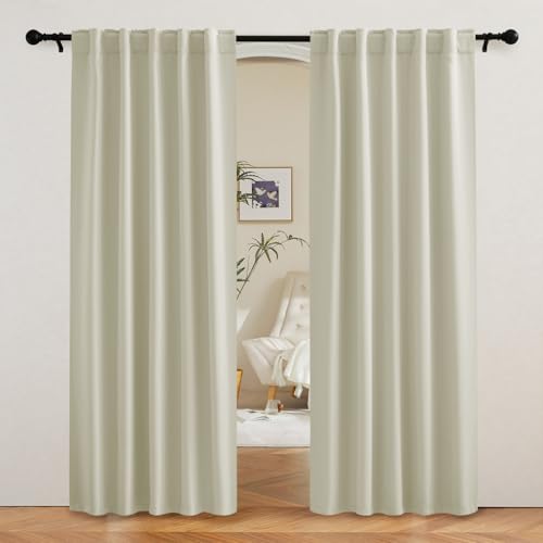 Image of RYB HOME Blackout Curtains for Living Room, Privacy Thermal Insulating Window Treatment Drapes for Bedroom Dining Home Office Basement, W 42 x L 80 inches, Beige, 2 Panels