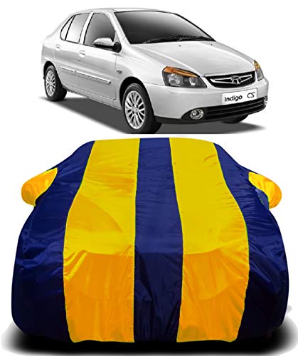 Image of Waterproof Car Cover with Ultra Surface Body Protection (Yellow Stripes) (Tata Indigo CS)