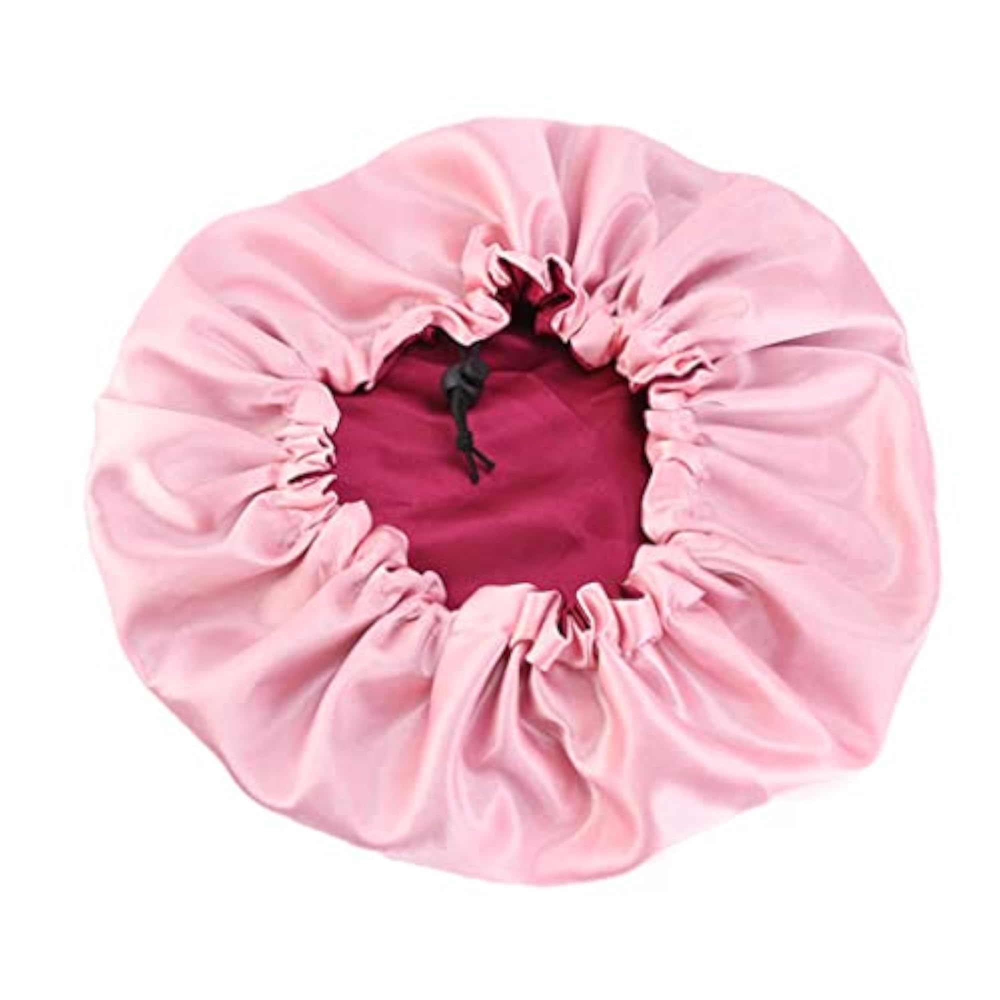 Elastic Satin Night Sleep Cap for Women, Wine Red