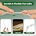 HiFind Telephone Extension Cord 50 Ft, Anti-UV Weatherproof Phone Cable Line Wire with Standard RJ11 Plug for Landline Modem Fax Machine Outdoor with 1 in-Line Coupler&Clip Holders -Flat-White