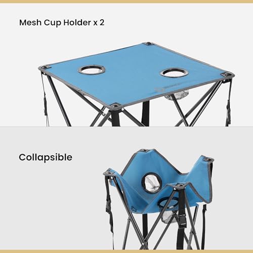 ARROWHEAD OUTDOOR Mesa de Camping Plegable 2-Pack 26” (66cm) con Marco de Acero y Lona 600D, Azul, Cuadrada miniatura 5