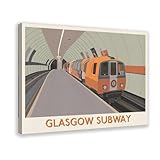 BMIQWAHG Glasgow Underground Poster, Leinwand, Poster, 