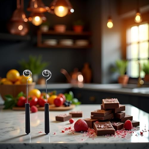 2Pcs Stainless Steel Chocolate Dipping Fork, Candy and Fondue Baking Tools, Kitchen Gadgets for DIY Decorating and Dessert Making - 1
