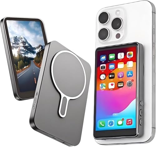 Image of Phone Vlog Selfie Monitor Screen, Magnetic Mount Wireless Connection, Back Camera Monitor Compatible iPhone & Android Phone, Sync Phone Rear Camera for TikTok Selfie Vlog Live Stream (Black)