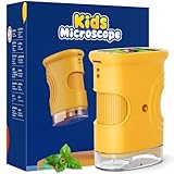 Microscope Numérique pour Enfants 1000X, Temodu 2.0 Pouces Microscope Enfant, 8 Lumières LED, Sciences de Plein air pour Les 3 Ans et Plus (382-Yellow)
