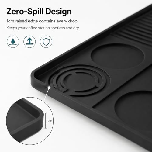 Tapete de silicona para cafetera con borde elevado de 24x16" compatible con Ninja Luxe Cafe 5