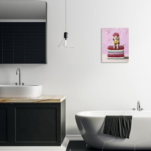 Image of Baby Rabbit Bath Towels Soap, 13 x 19 Inch Mounted Print on Wall Plaque