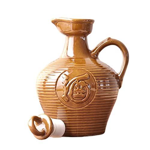 ABOOFAN Récipient à Vin Céramique Cruche à Vin Domestique Multifonction Avec Couvercle Étanche Bec Verseur Fluide