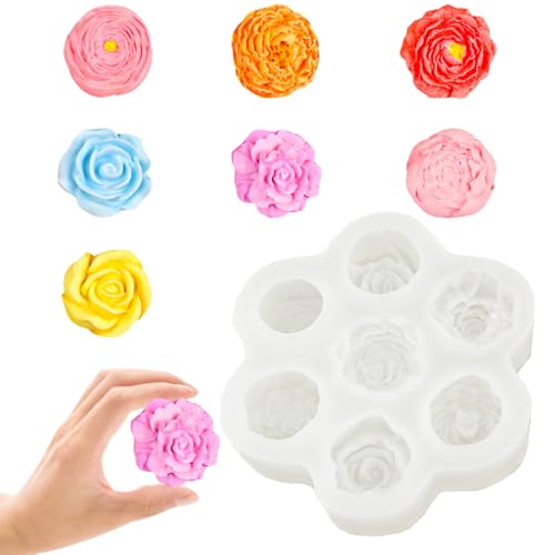 Moule en silicone en forme de fleur - Moule à bougie en silicone 3D - Pour savon, chocolat, aromathérapie - Fait à la main