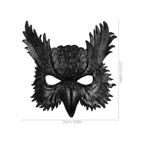 Masque de hibou noir en PU léger avec sangle de serrage élastique ajustable