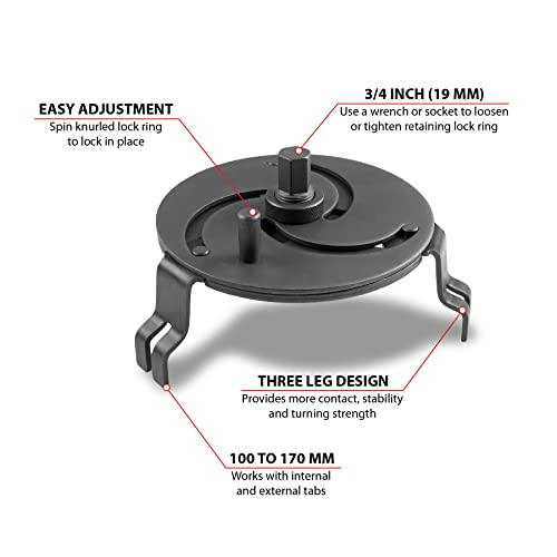 Performance Tool W80699 3-Jaw Fuel Tank Lock Ring Remover and Install Tool, Ideal For Serrated Fuel Tank Retaining Rings for In-Tank Fuel Pumps