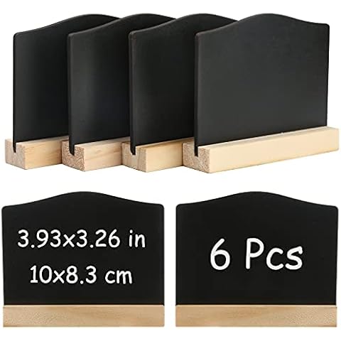 DONQL 6Pack Mini Chalkboard Signs, Kitchen Notes Chalk Boards with Stands 10x7.2cm Small Blackboard Message Tabletop Board for Message Signs Place Cards Table Numbers Shop Buffet Cafe Party Cover