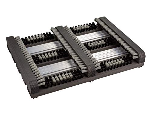 kaufMAX estera de cepillo "LOGAN II BLACK" (36x27x5 cm) de madera de haya con cerdas de PVC y paneles de aluminio - felpudo perfecto para interiores y exteriores Cover