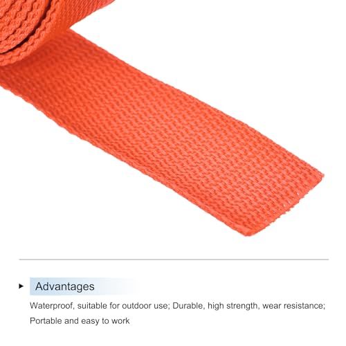 Image of MECCANIXITY Lightweight Polypropylene Webbing Strap 1.5 inch 10 Yard Backpack Strapping Band Orange for Outdoor Luggage Cargo Straps