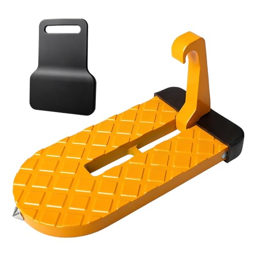 Car Door Step for Car Roof Access Foldable Non-Slip Ascent Latch Pedal Rack with Scratch Proof Rubber Pad for Universal Cars SUVs Trucks Vans(Yellow)