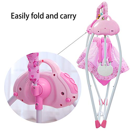 WBPINE Baby Swing Cradle, Automatic Baby Bassinets Swing Crib for Boys and Girls with Music (Pink)