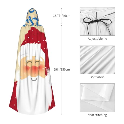 Cape à capuche Noël de 150 cm pour déguisement carnaval