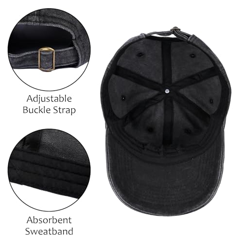 Image of Embroidered Baseball Cap for Women Men Vintage Adjustable Washed Distressed Denim Baseball Hat