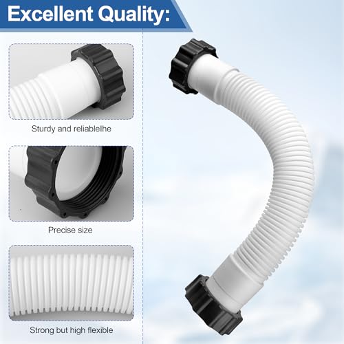 Image of 11535 Pool Sand Filter Pump Hose for Intex Sand Filter, 1.5'' Diameter Pool Pump Hose Replacement for Above Ground Pools & Saltwater Systems, 16 Inch Pool Hoses Interconnecting Pool Filter to Pump