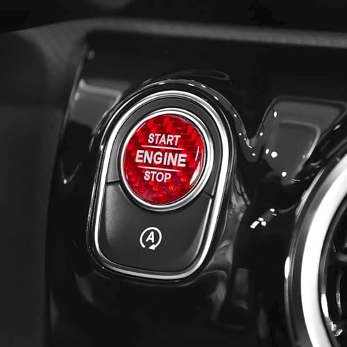 BETTERHUMZ Engine Start Button Sticker for Mercedes-Benz A B G Class 2020-2025 AMG A200 A180 GLA GLE GLS GLB CLA W464 Carbon Fiber Interior Accessories (Style A, Red)
