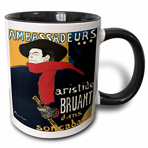 3dRose Vintage Art Nouveau Ambassadreurs Aristide 11oz Two-Tone Black Mug