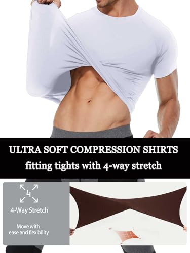 Camiseta masculina de compressão, manga curta, atlética, compressão, masculina, fresca e seca, para