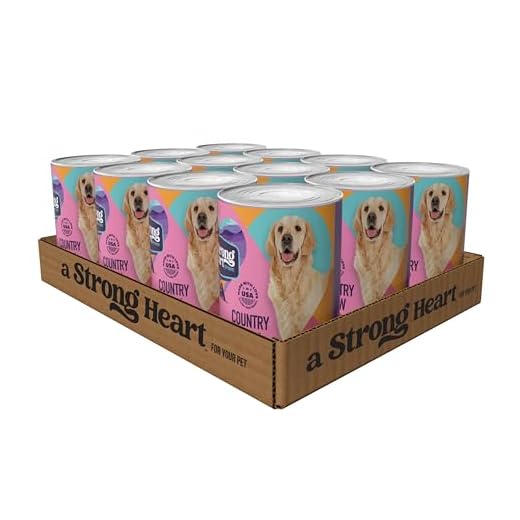 A Strong Heart Wet Dog Food Cans, Country Beef Stew with Peas & Carrots — Stew-Style Cuts, All Life Stages, Complete & Balanced, Made in USA, 13.2 oz (Pack of 12)