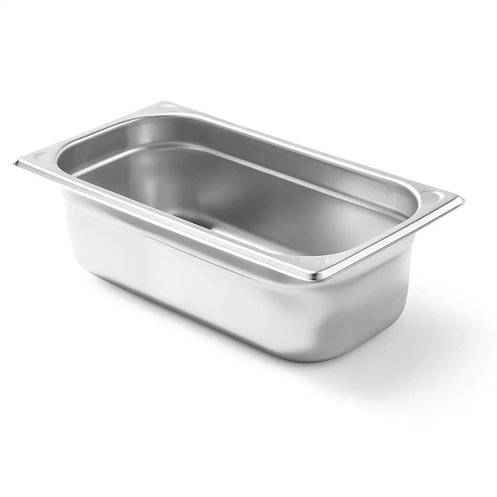 Lot de 4 Bacs Gastronorme GN 1/3 en Inox 201 – Bacs Gastro Professionnels pour Restauration, Cuisine Collective, Traiteur et Hôtel (100 mm 4 L)