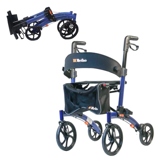 BCOrtho® Tauro - Andador plegable para la mejora de movilidad y autonomía en personas mayores, ancianos o discapacitados (Azul)