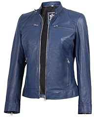 Dodg Blue Leather Jacket Women