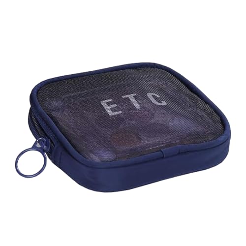 Nécessaire Feminina, Nécessaire Transparente, Necessaire Para Maquiagem Em Nylon, DT2412P-Azul. Ideal para Organizar Cosméticos, Remédios, Chaves e Produtos de Higiene Pessoal na Bolsa.